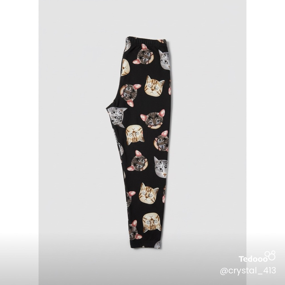 Cat Print Black Leggings